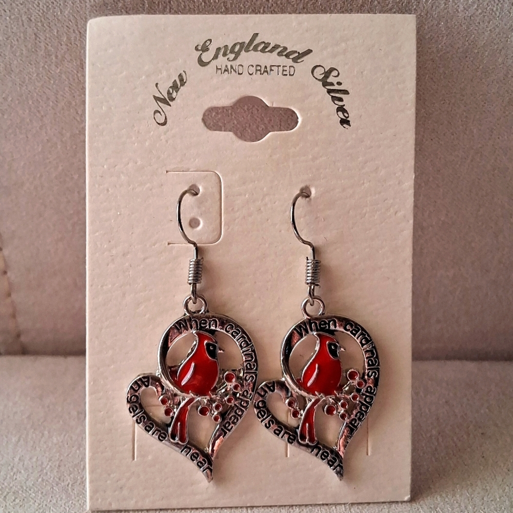 Cardinal Heart Earrings